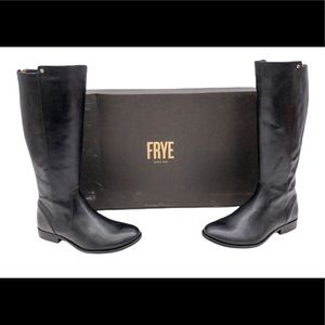 Frye Black Melissa Stud Back Zip Tall Leather Heeled Boots 9